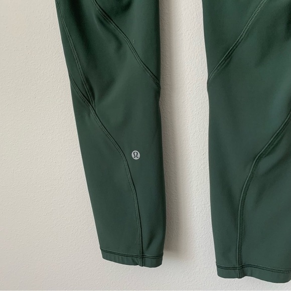 Lululemon Time To Sweat Crop Leggings Womens 4 Olive Green pockets Wide Waist - Picture 6 of 11